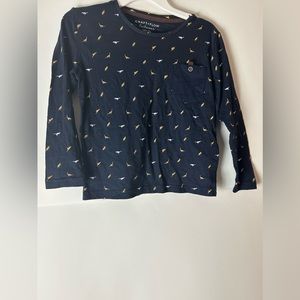 Cute Navy Blue Toddler Boy Shirt with White and Gold Dinosaurs 🦕🦖 Size 4
